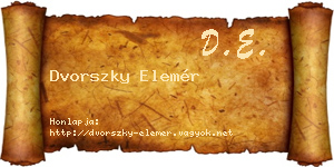 Dvorszky Elemér névjegykártya