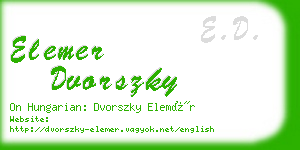 elemer dvorszky business card